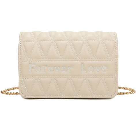 Petit sac bandoulière en similicuir matelassé - Beige
