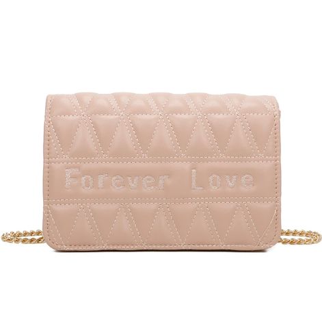Petit sac bandoulière en similicuir matelassé - Rose Poudré