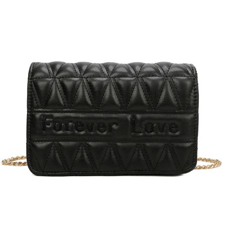Petit sac bandoulière en similicuir matelassé - Noir