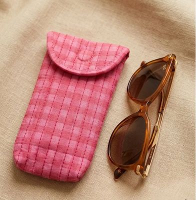 Protège lunettes en coton matelassé imprimé - Rouge