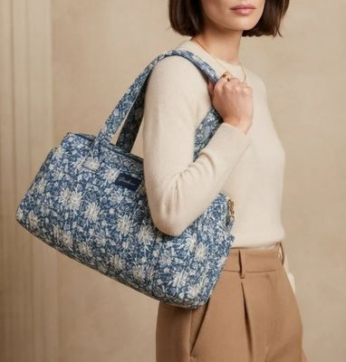 Grand sac polochon 100% coton matelassé - Bleu