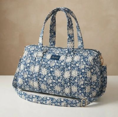 Grand sac polochon 100% coton matelassé - Bleu