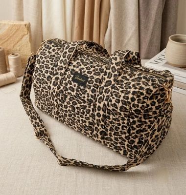 Grand sac polochon 100% coton matelassé - Léopard
