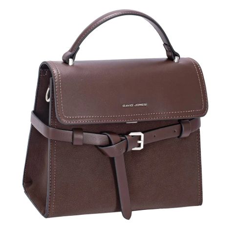 Petit sac bandoulière bi matière - Marron