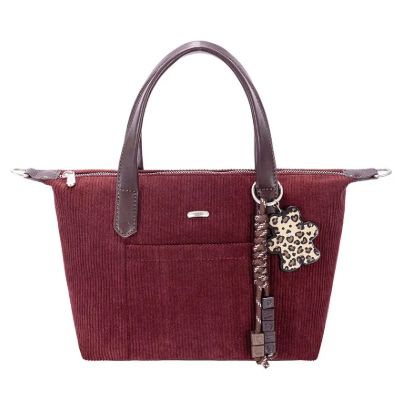 Petit sac à main/bandoulière en velours côtelé - Bordeaux