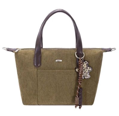 Petit sac à main/bandoulière en velours côtelé - Kaki