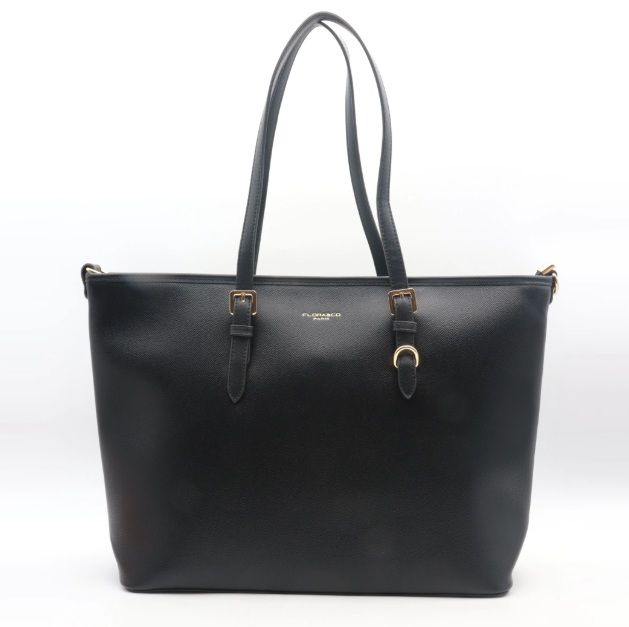 Grand sac A4 en similicuir noir porté épaule