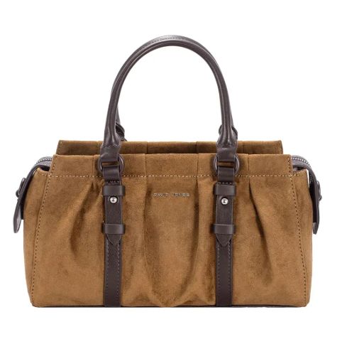 Sac à main polochon effet Nubuck - Cognac