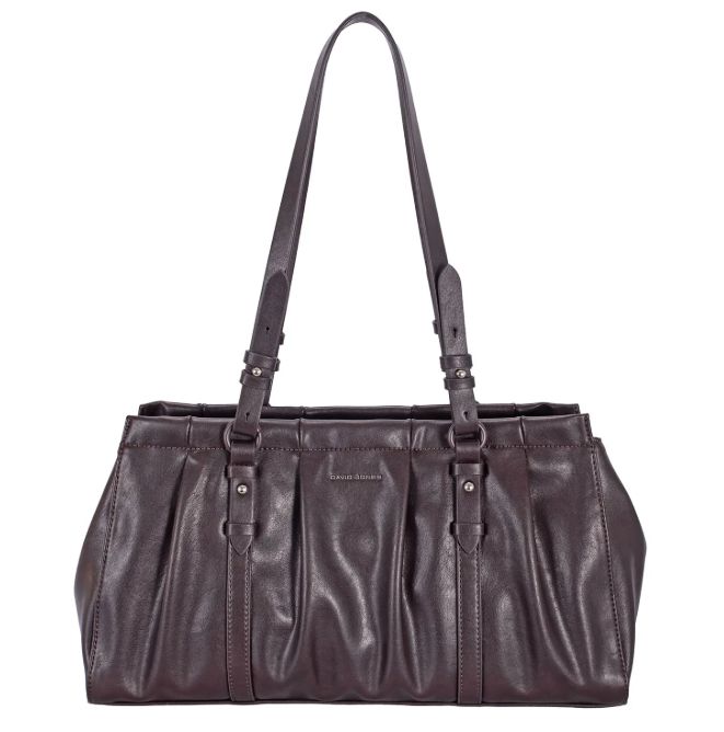 Sac polochon épaule en similicuir froissé - Marron Glacé