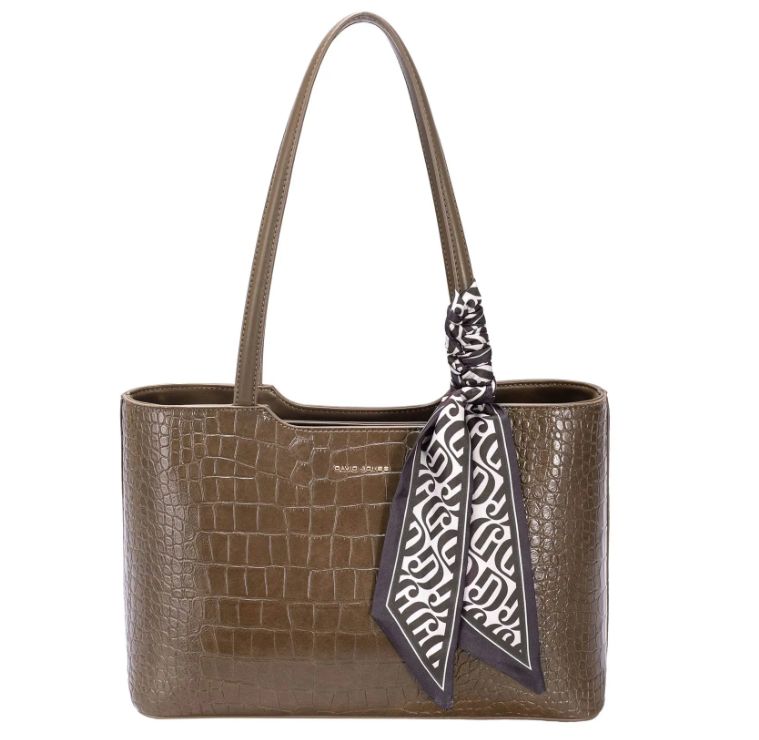 Sac épaule en similicuir effet croco - Kaki