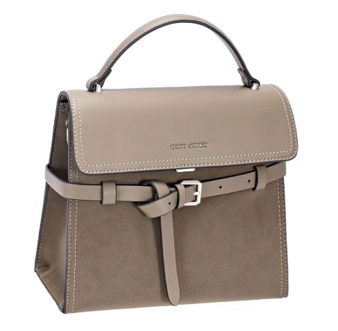 Petit sac bandoulière bi matière - Taupe