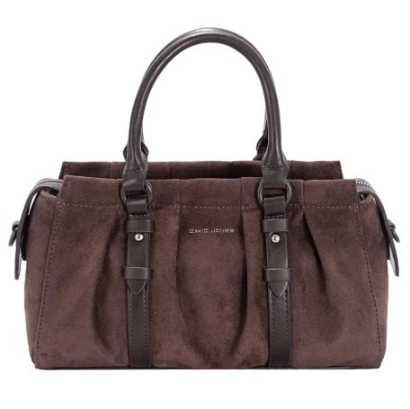 Sac à main polochon effet Nubuck - Marron