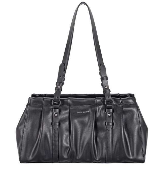 Sac polochon épaule en similicuir froissé - Noir