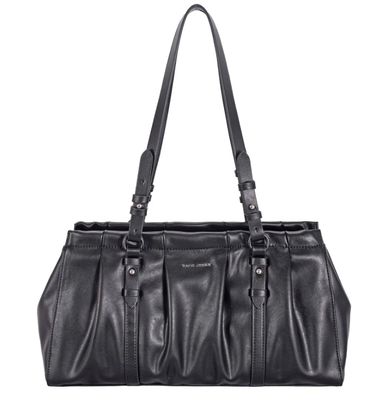 Sac polochon épaule en similicuir froissé - Noir