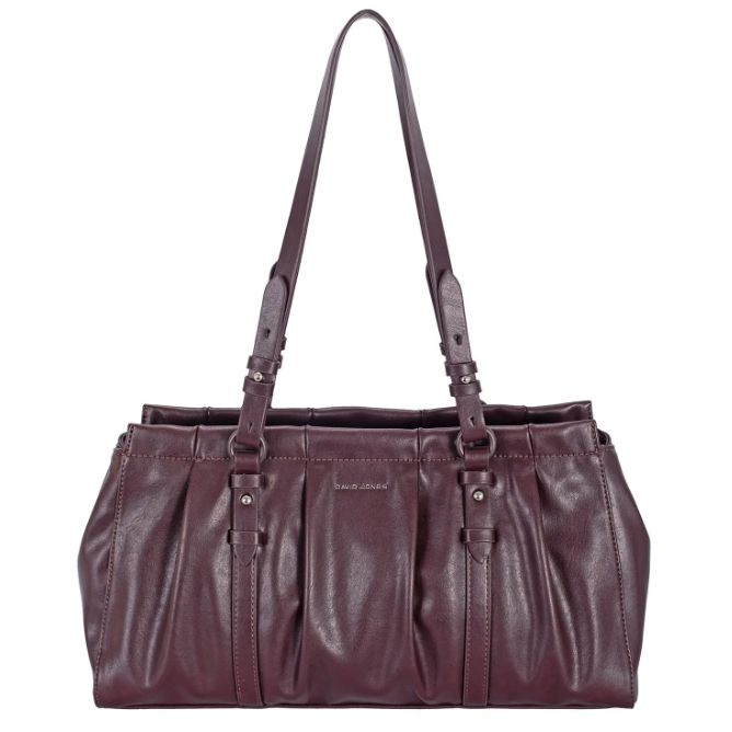 Sac polochon épaule en similicuir froissé - Marron Chaud