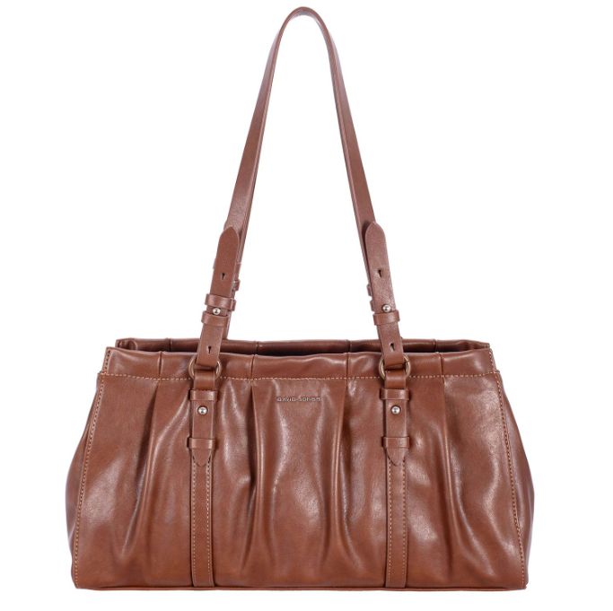 Sac polochon épaule en similicuir froissé - Terracotta