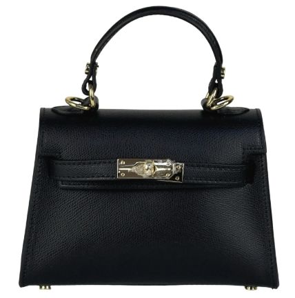 Petit sac à main/bandoulière en cuir grainé - Noir