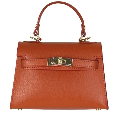 Petit sac à main/bandoulière en cuir grainé - Camel