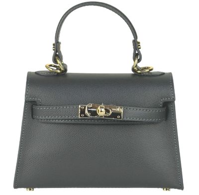Petit sac à main/bandoulière en cuir grainé - Gris Foncé