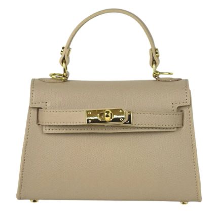 Petit sac à main/bandoulière en cuir grainé - Ivoire