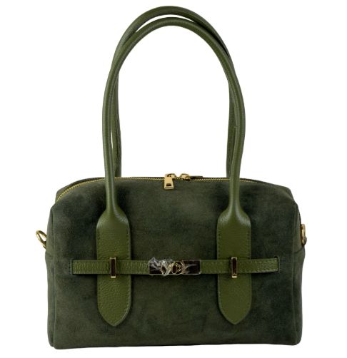 Sac polochon en cuir et daim - Kaki