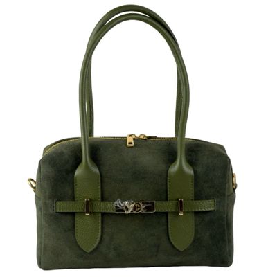 Sac polochon en cuir et daim - Kaki