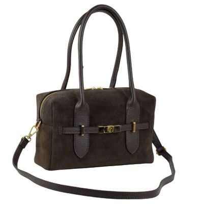 Sac polochon en cuir et daim - Marron