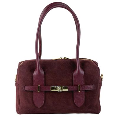 Sac polochon en cuir et daim - Bordeaux