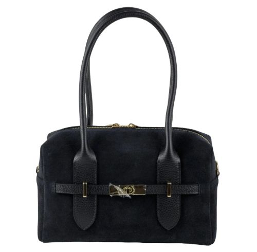 Sac polochon en cuir et daim - Noir