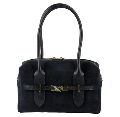 Sac polochon en cuir et daim - Noir