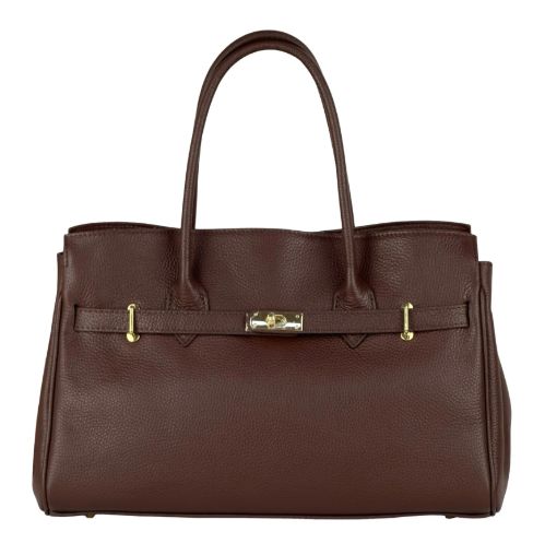 Grand sac à trois compartiments en cuir - Marron