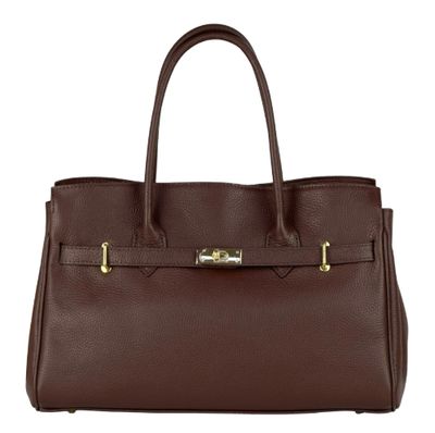 Grand sac à trois compartiments en cuir - Marron