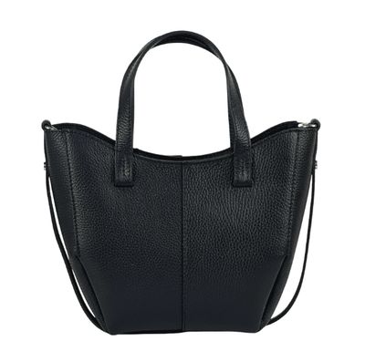 Sac à main/bandoulière en cuir grainé - Noir