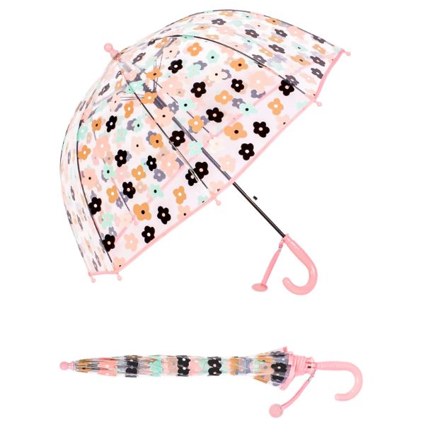 Parapluie cloche pour fille à imprimés fleurs - Rose