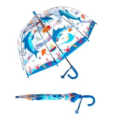Parapluie cloche enfant à imprimé requin - Bleu Foncé