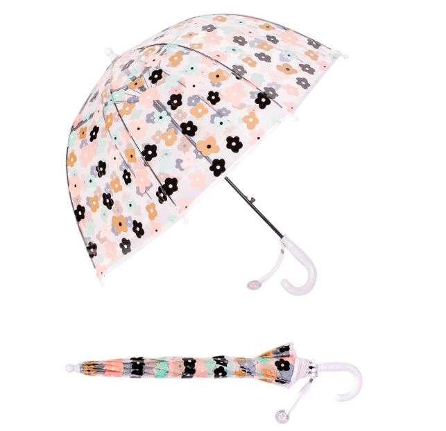 Parapluie cloche pour fille à imprimés fleurs - Blanc