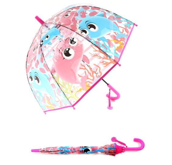 Parapluie cloche pour fille à imprimés marins - Fuchsia