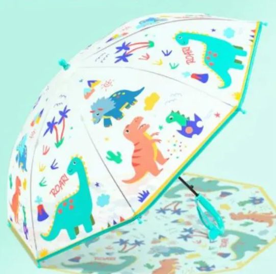 Parapluie cloche enfant à imprimé dinosaures - Bleu
