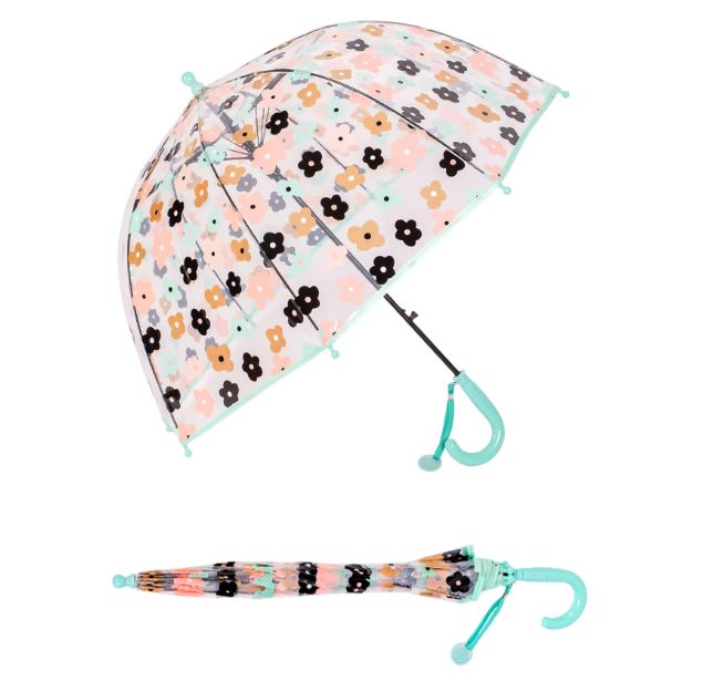 Parapluie cloche pour fille à imprimés fleurs - Bleu Menthe