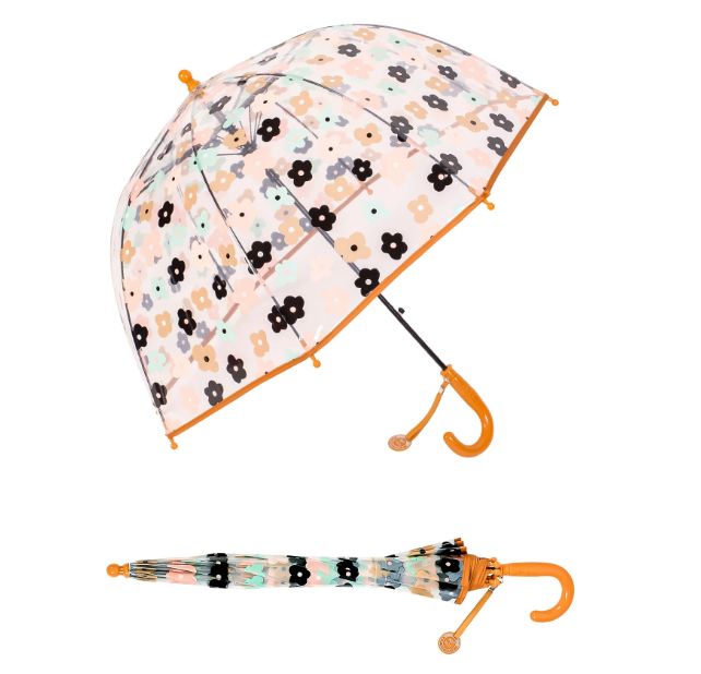 Parapluie cloche pour fille à imprimés fleurs - Camel