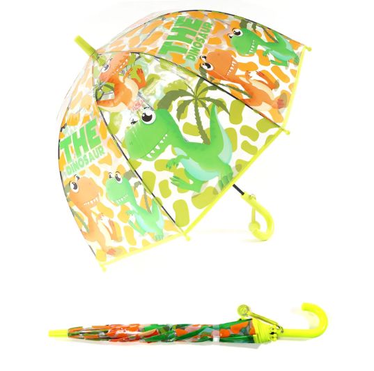 Parapluie cloche enfant à imprimés dinosaures - Jaune