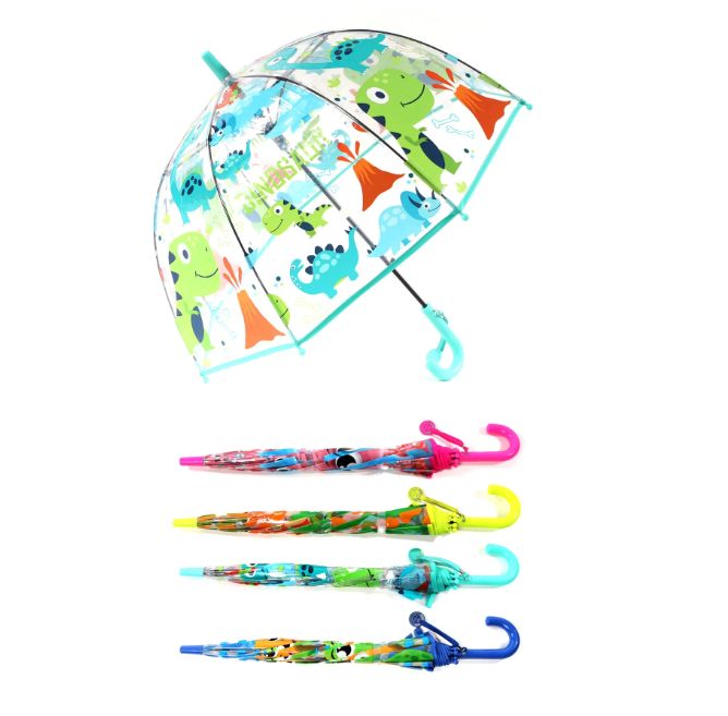Parapluie cloche enfant à imprimés dinosaures - Bleu Menthe