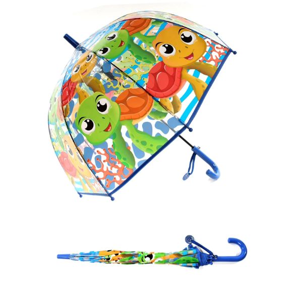 Parapluie cloche enfant à imprimés tortues - Bleu Marine