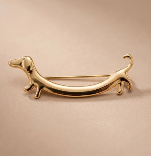 Broche "teckel" en acier inoxydable - Or