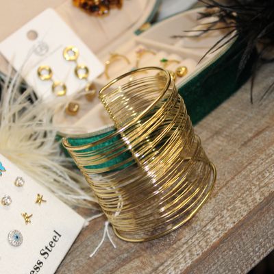 Bracelet jonc en acier inoxydable - Or