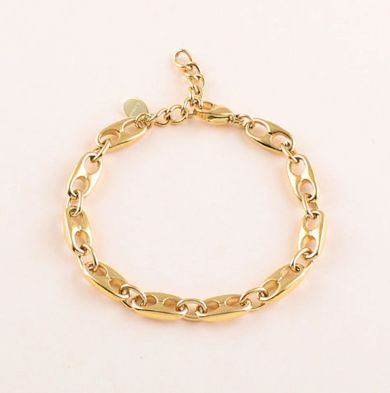 Bracelet "grain de café" en acier - Or