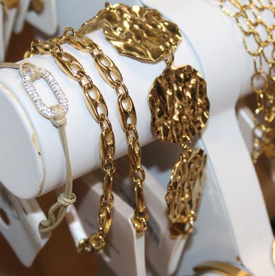 Bracelet "grain de café" en acier - Or
