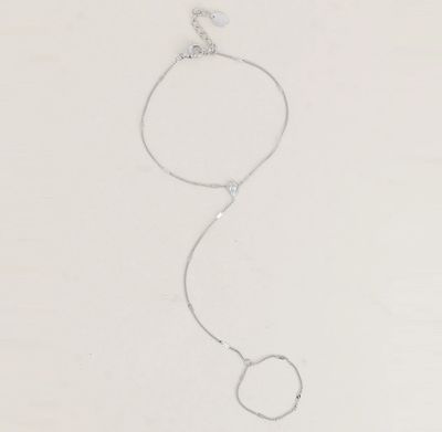Chaine de main fine et scintillant en acier avec cristal - Argent