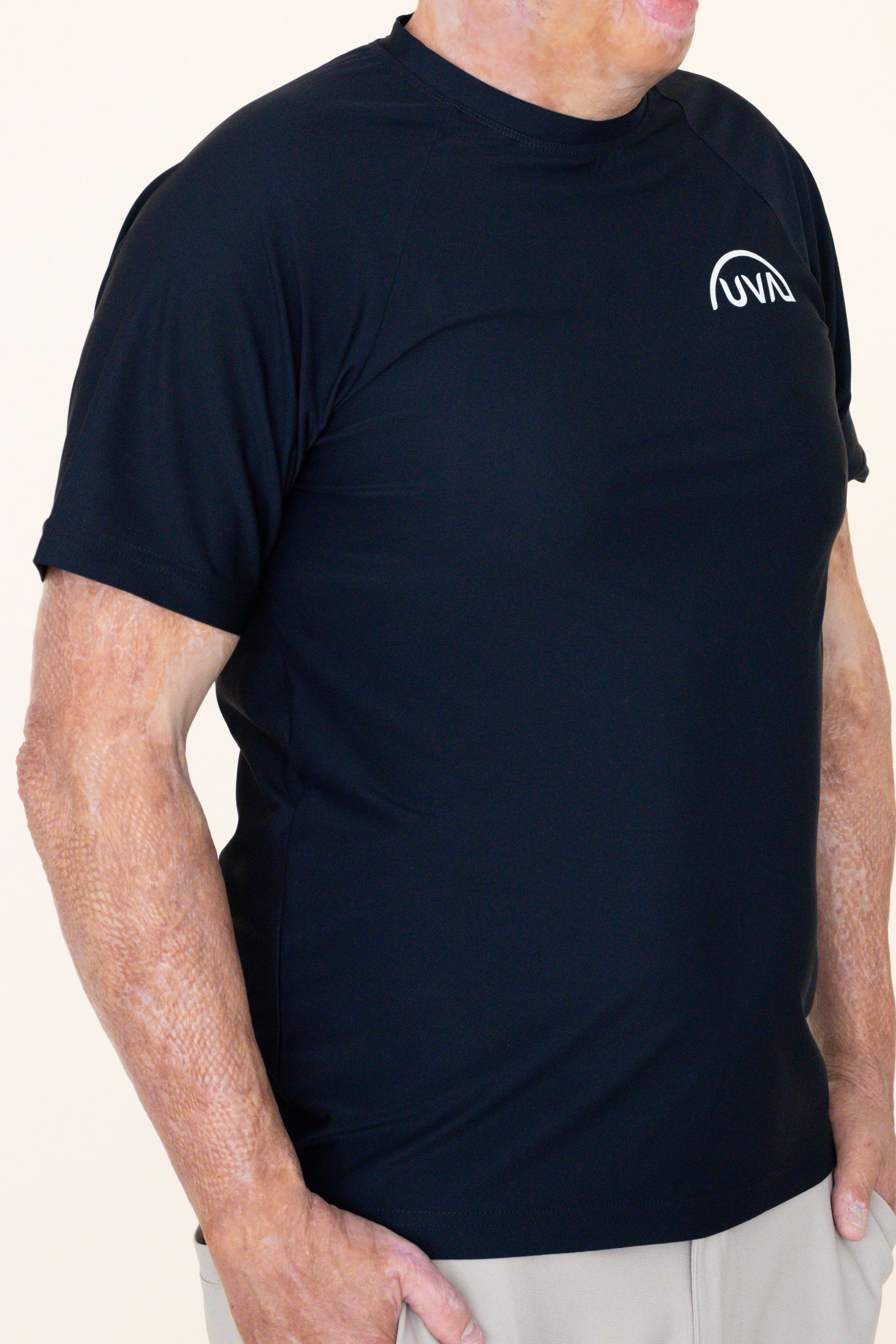 Chandail manches courtes homme/unisexe UPF50+ Logo blanc