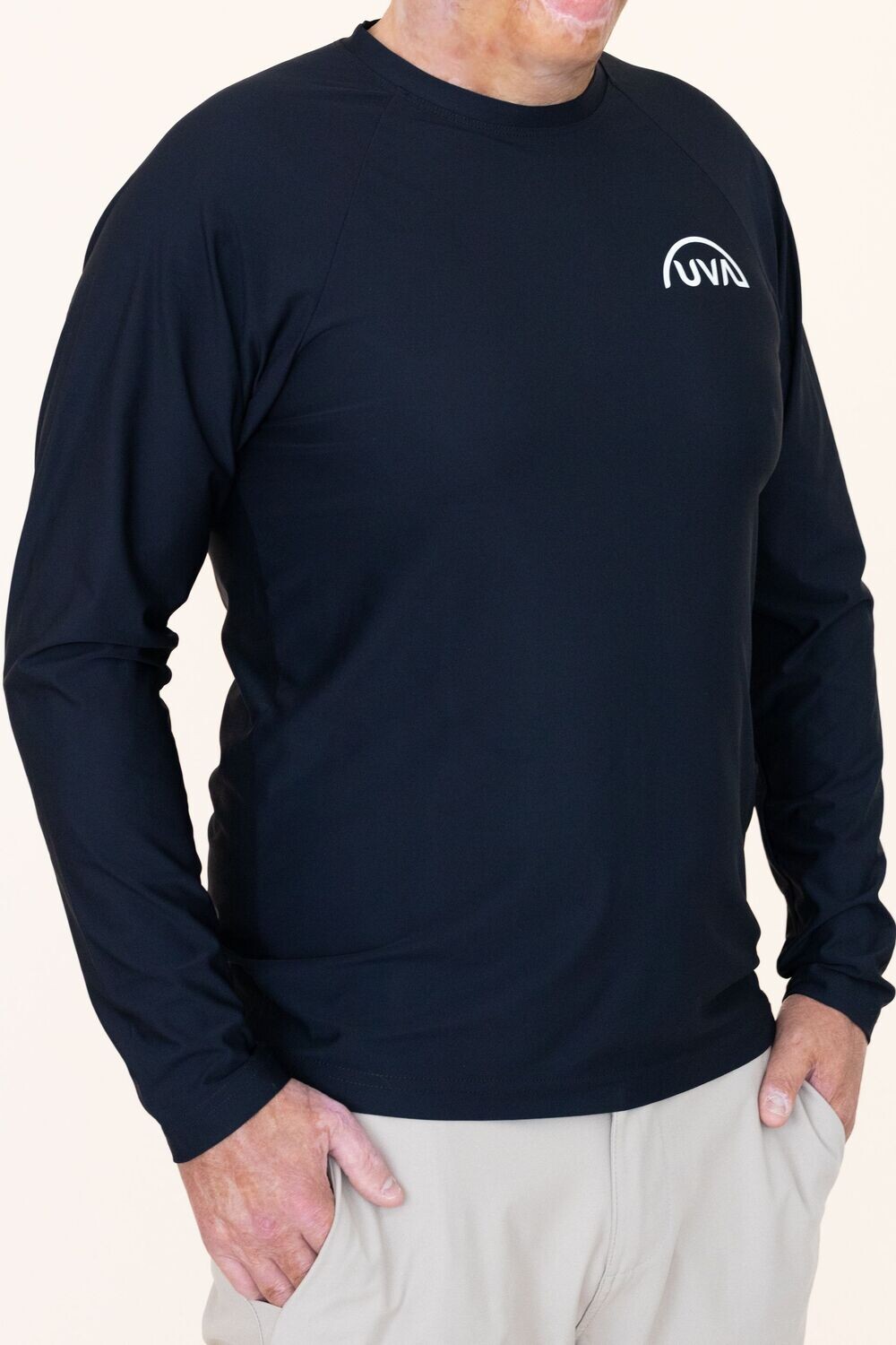 Men's/Unisex Long Sleeve Shirt UPF50+ White Logo